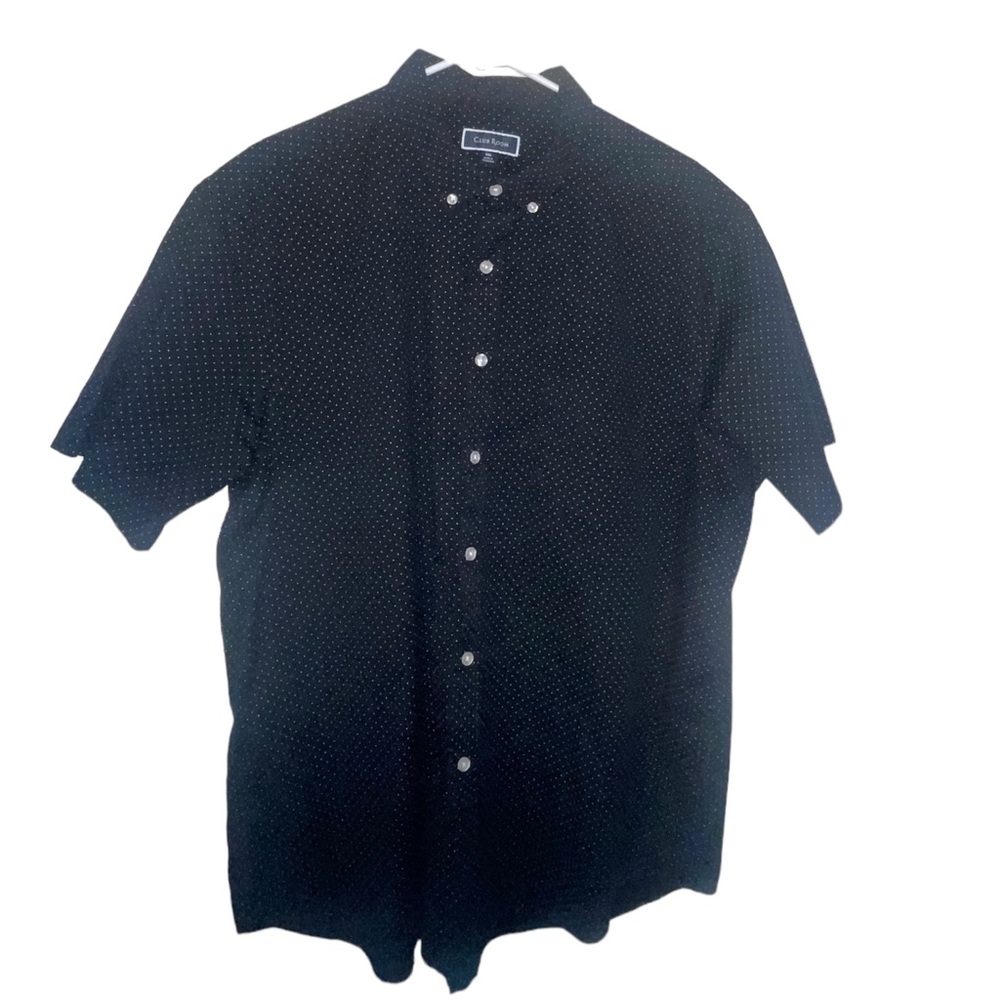 Men’s Short Sleeve Button Down Shirt by Club Room Sz XXL EUC Black w/ white dots